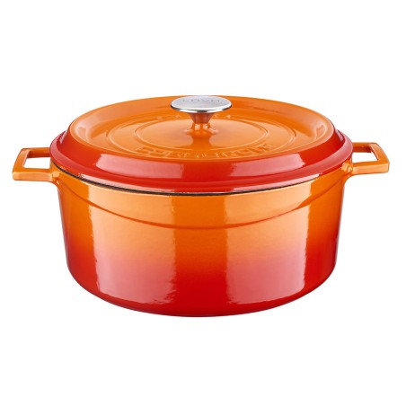 Casserole naczynie okrągłe 6,7 l, Ø28 cm, emaliowane żeliwo pomarańczowe