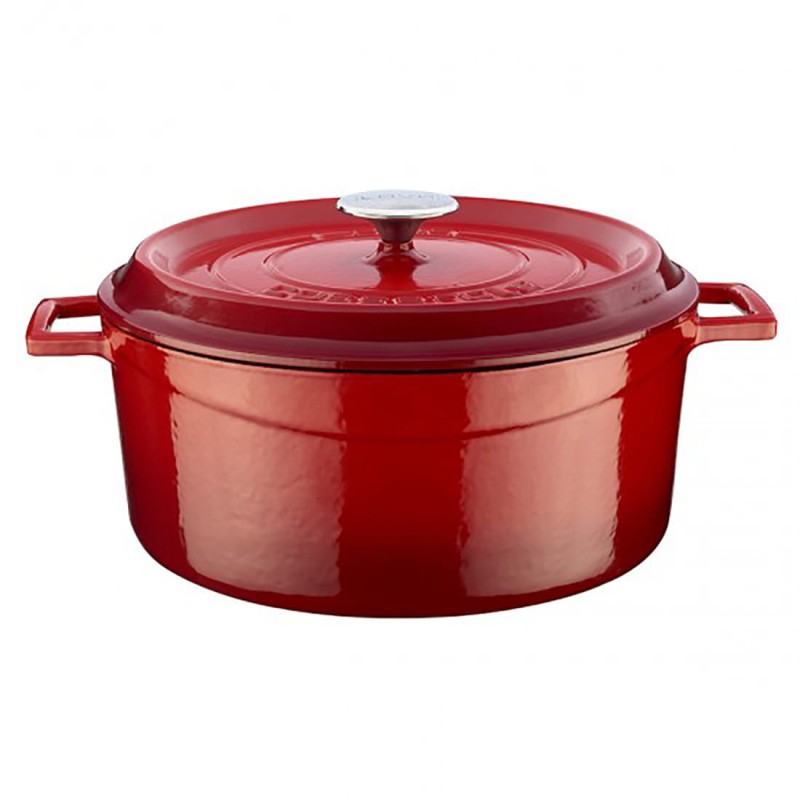 Casserole naczynie okrągłe 6,7 l, Ø28 cm, emaliowane żeliwo czerwone