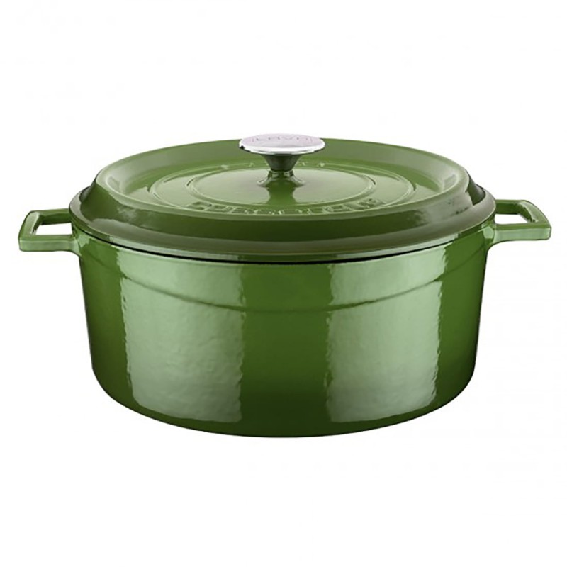 Casserole naczynie okrągłe 6,7 l, Ø28 cm, emaliowane żeliwo zielone